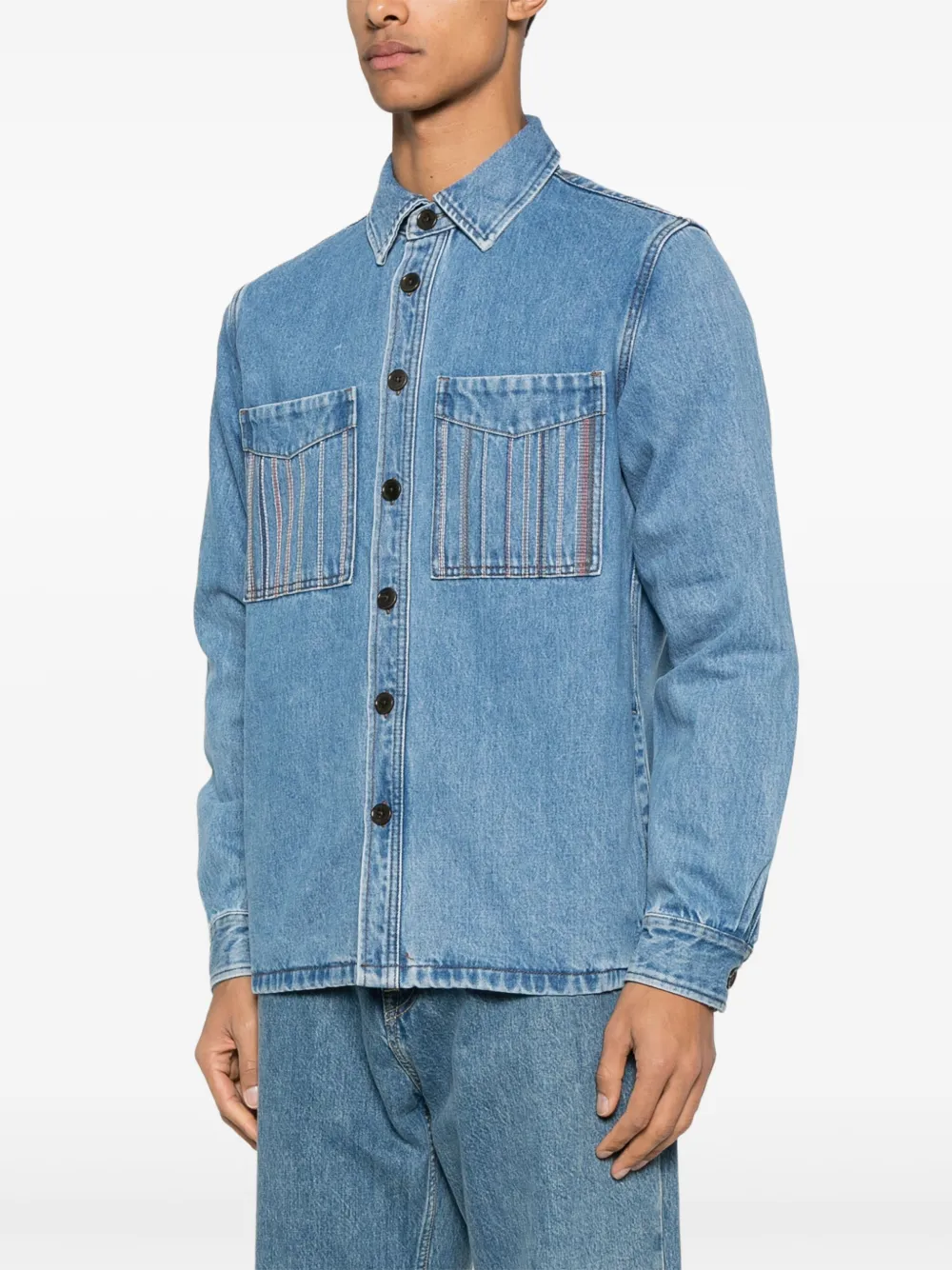 PS Paul Smith Shirtjack met geborduurde streep Blauw