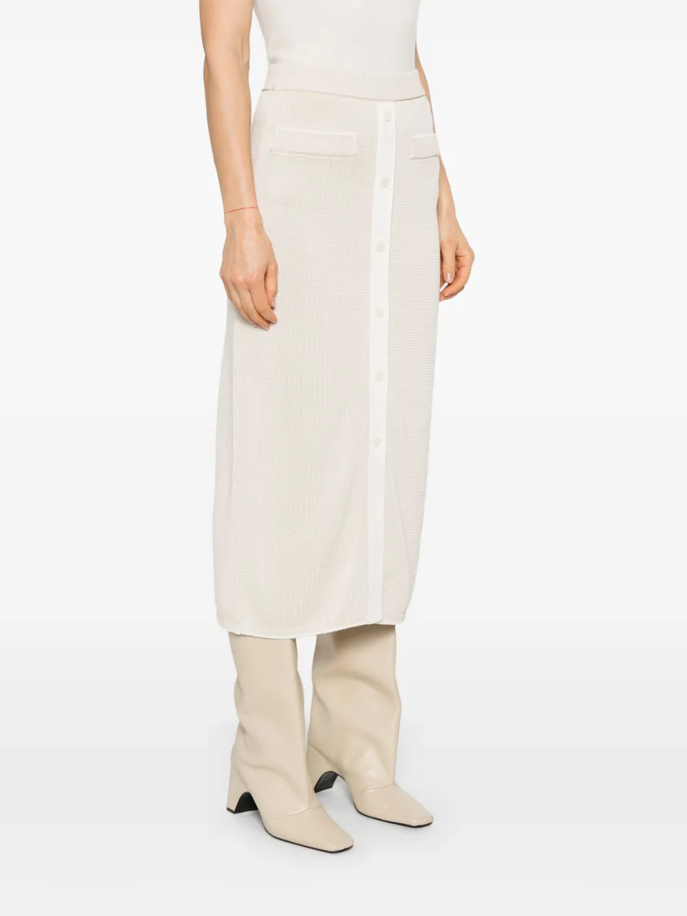 JOSEPH Gebreide rok met microstreep Beige