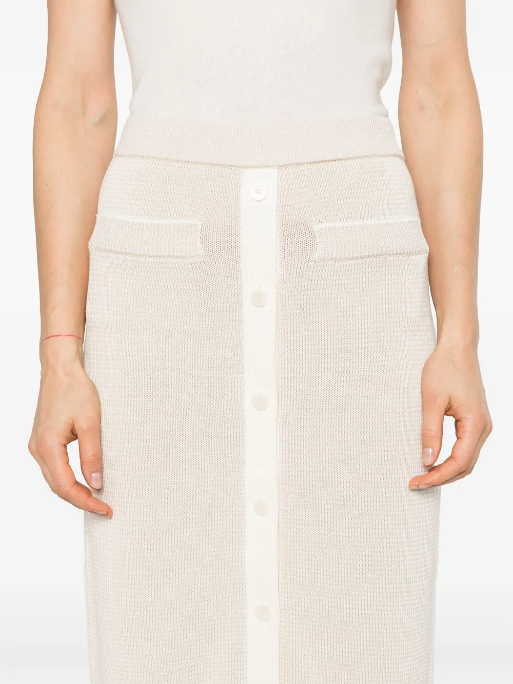 JOSEPH Gebreide rok met microstreep Beige