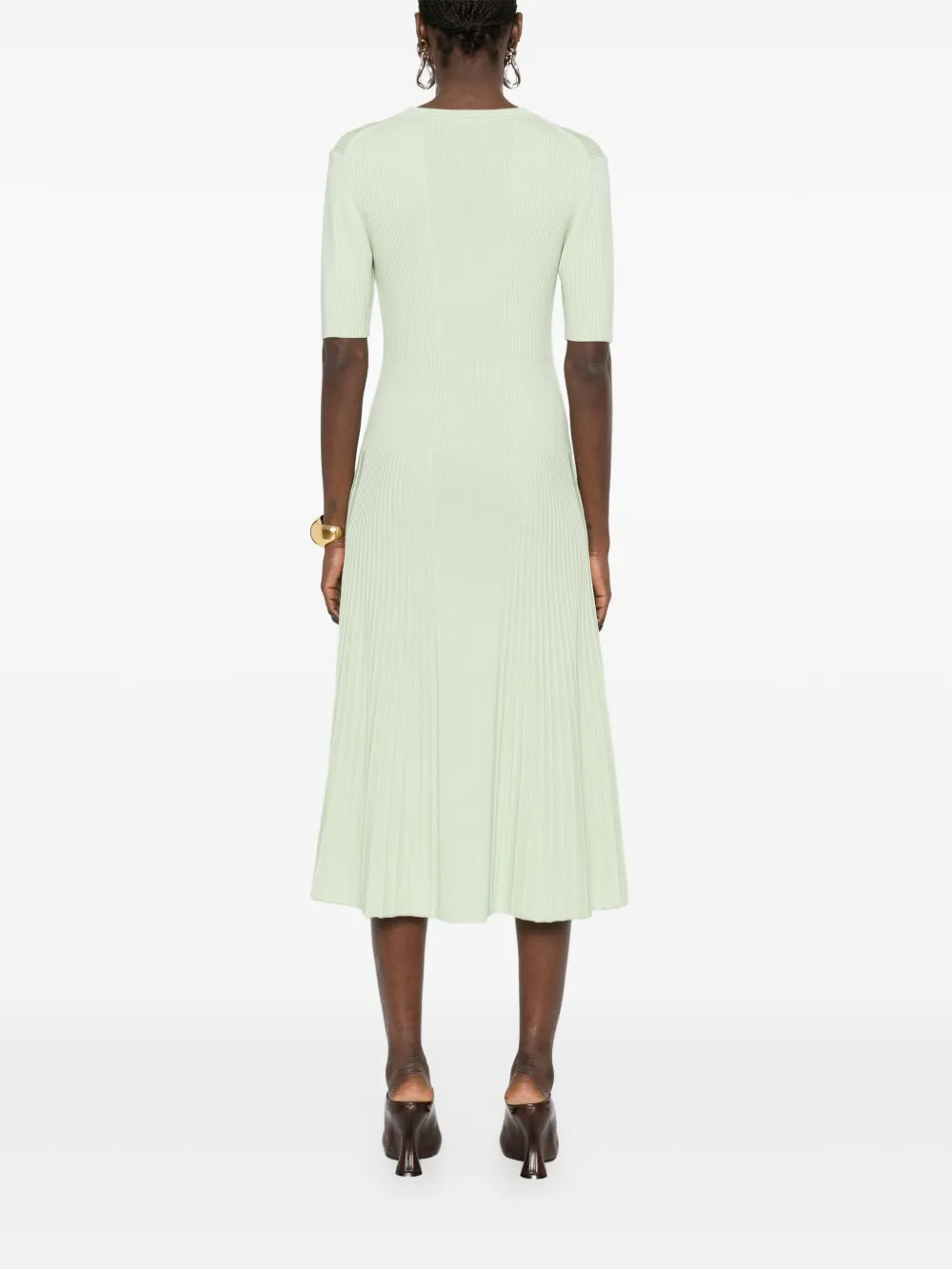 Shop Joseph Merino-wool Mdi Dress In Green