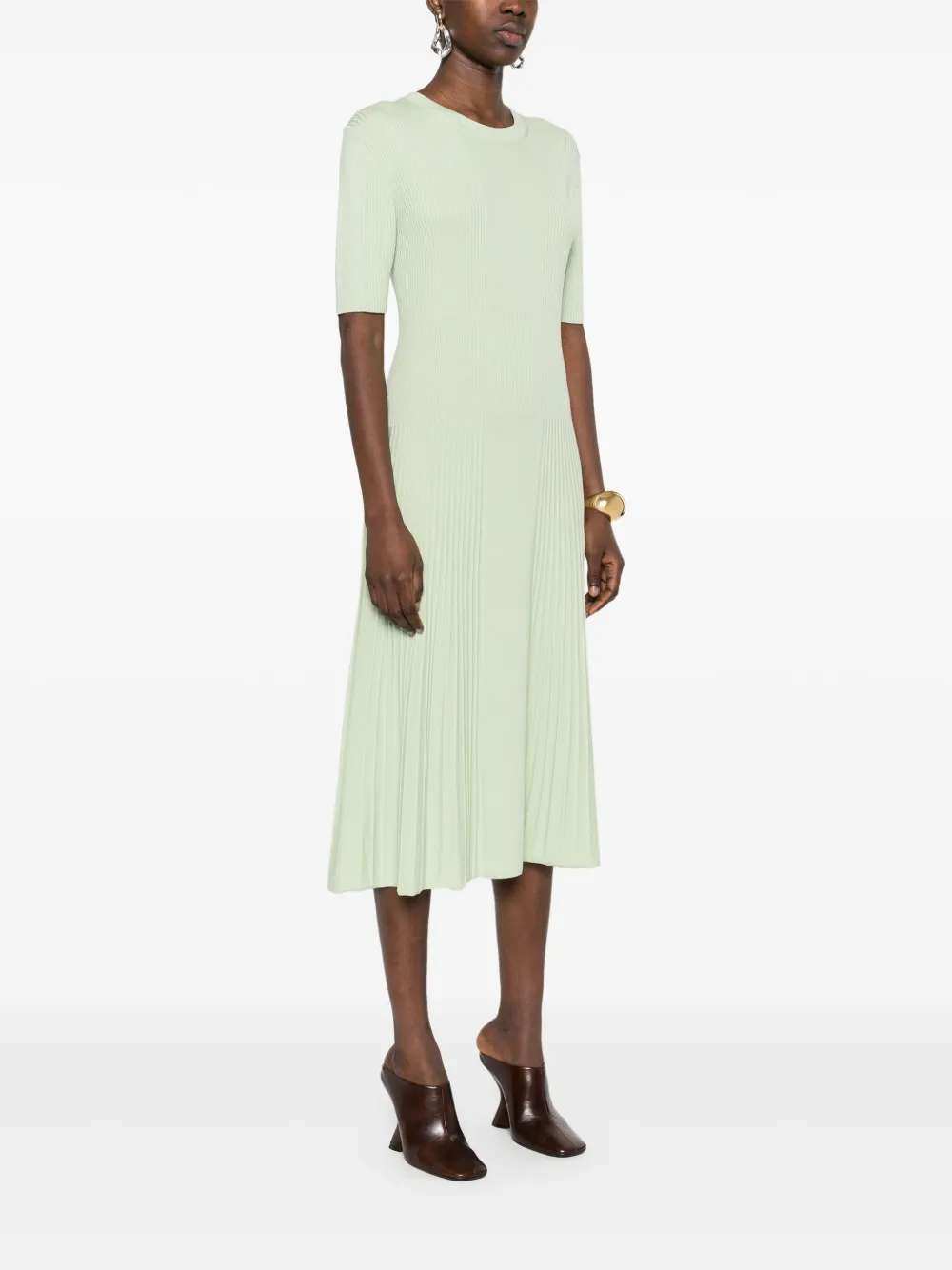 Shop Joseph Merino-wool Mdi Dress In Green
