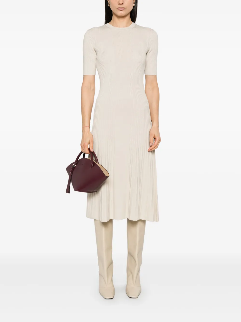 JOSEPH fine-ribbed midi dress - Beige