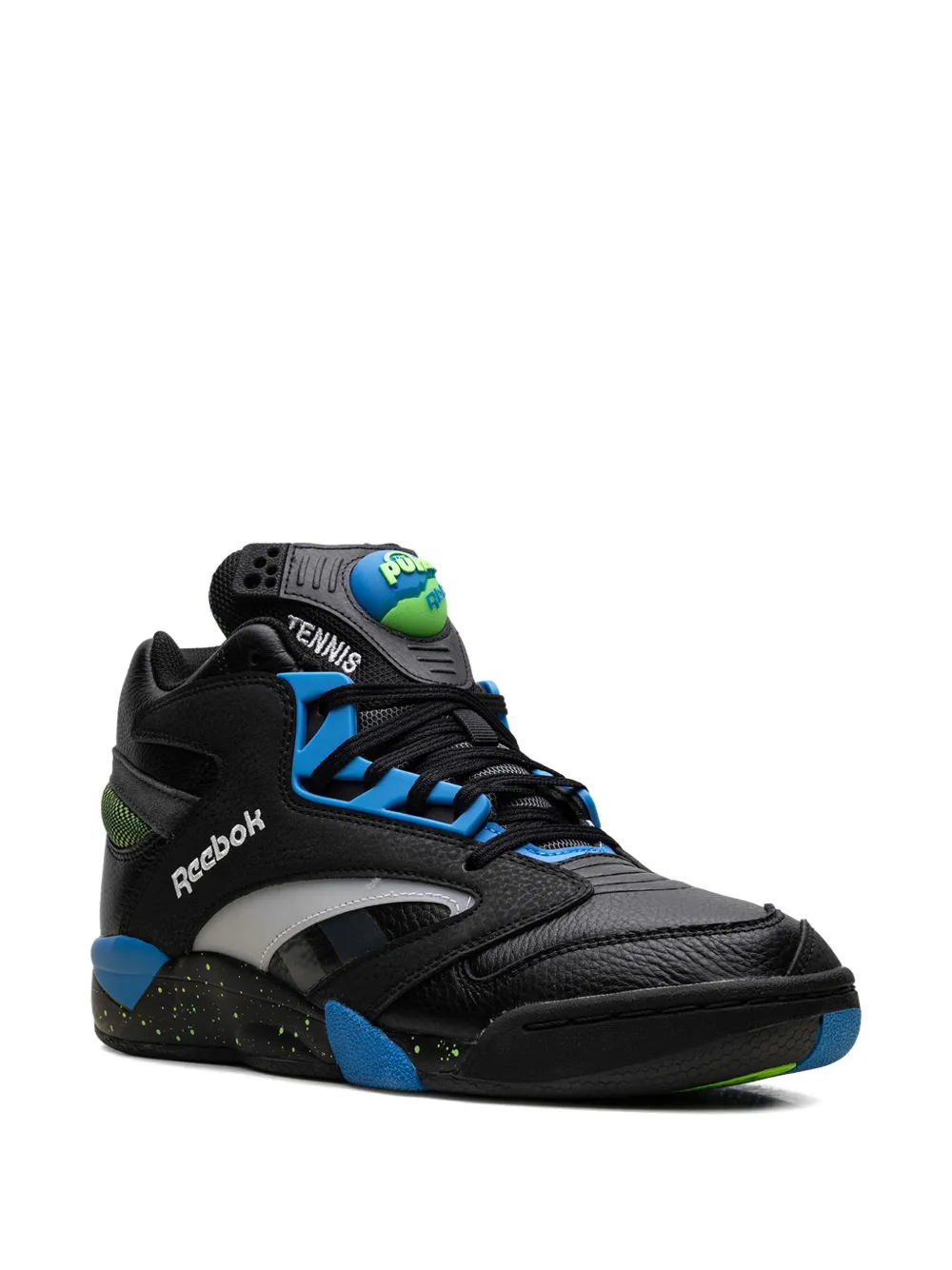 Reebok Shaq Victory Pump sneakers Core black energy blue solar lime