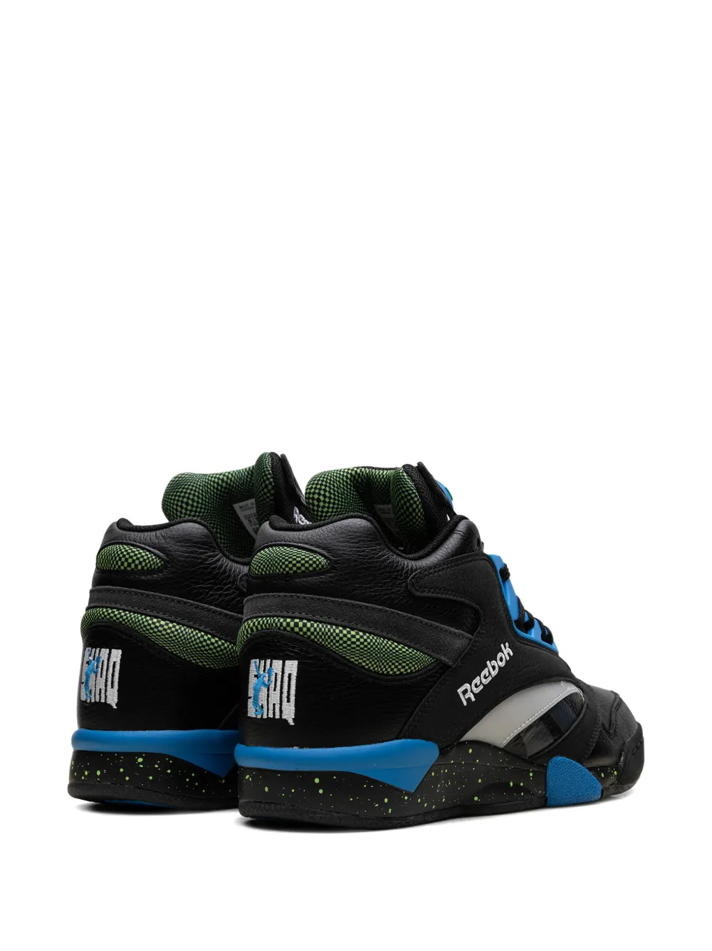 Reebok Shaq Victory Pump sneakers Core black energy blue solar lime