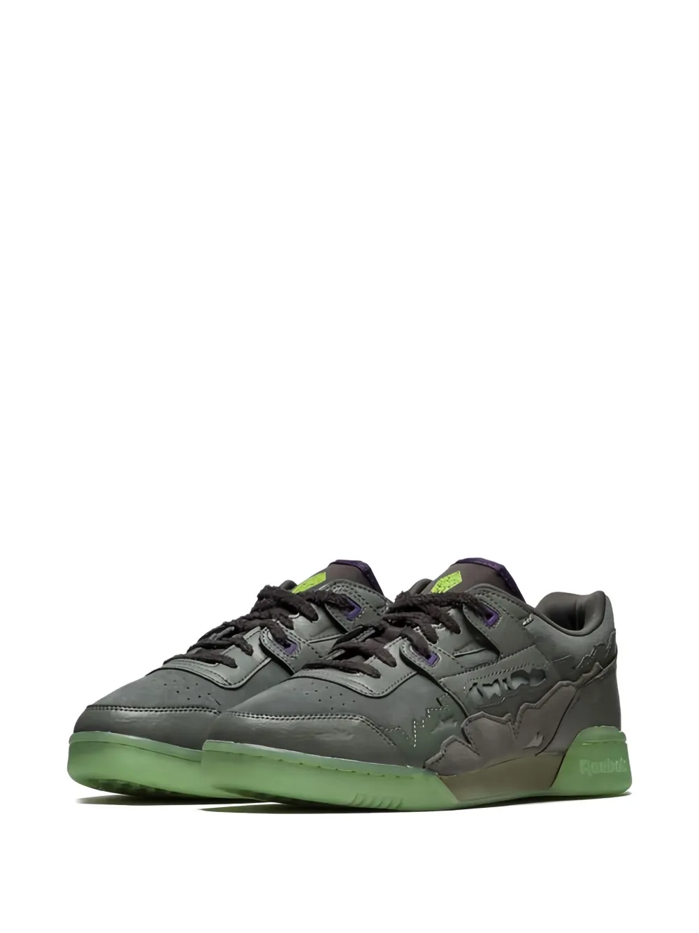 Reebok Workout Plus leather-embellished sneakers Grey