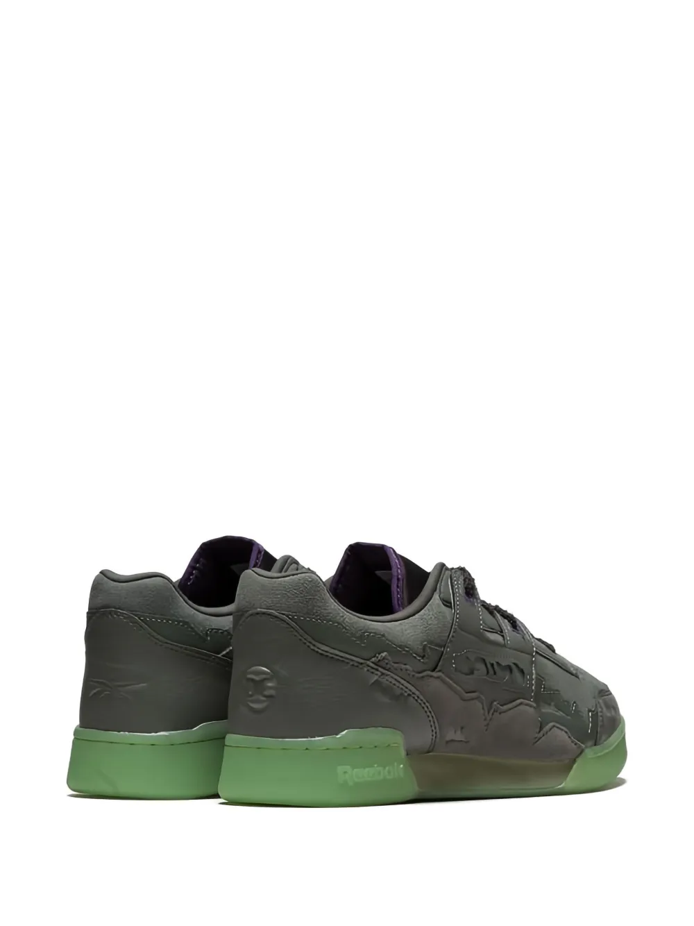 Reebok Workout Plus leather-embellished sneakers Grey