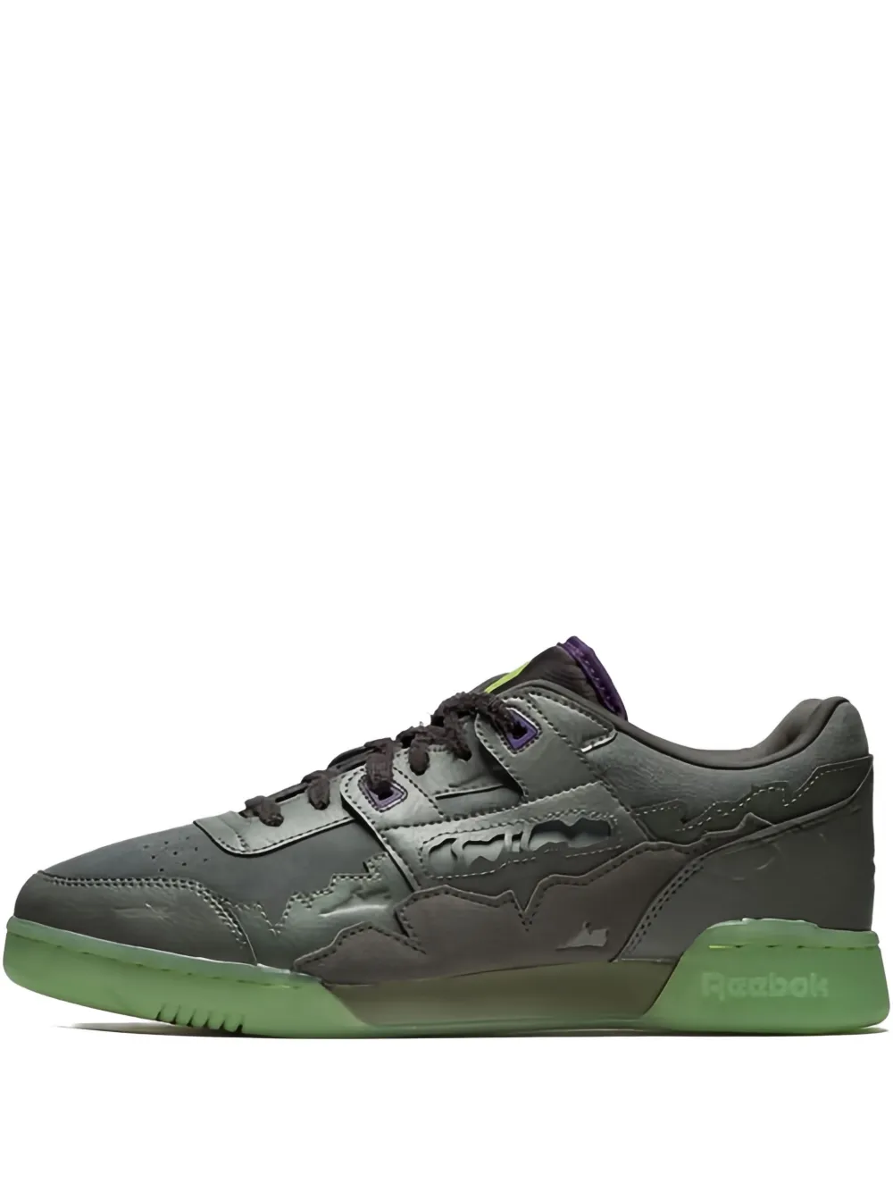 Reebok Workout Plus leather-embellished sneakers Grey