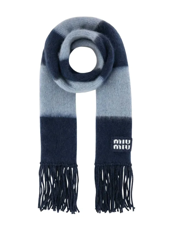 Miu Miu Logo-embroidered Scarf in Blue