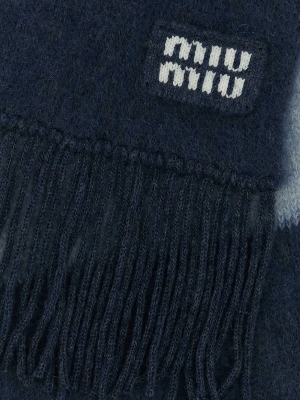 Miu Miu logo-embroidered scarf - Blauw