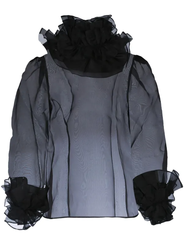 Bode Ruffled Blouse in Black