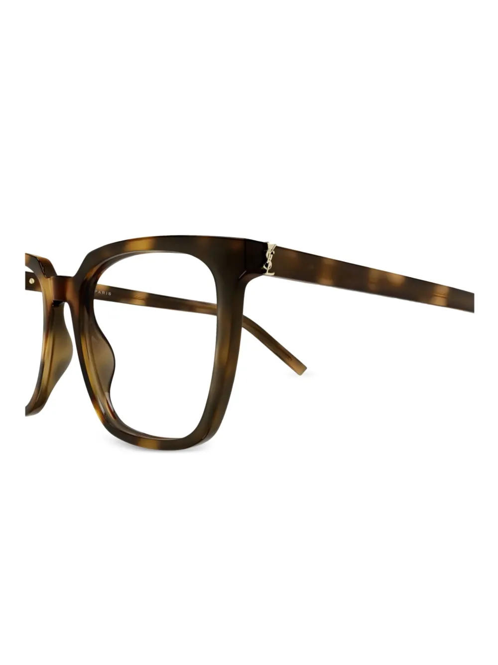 Saint Laurent Logo-plaque Glasses In 褐色
