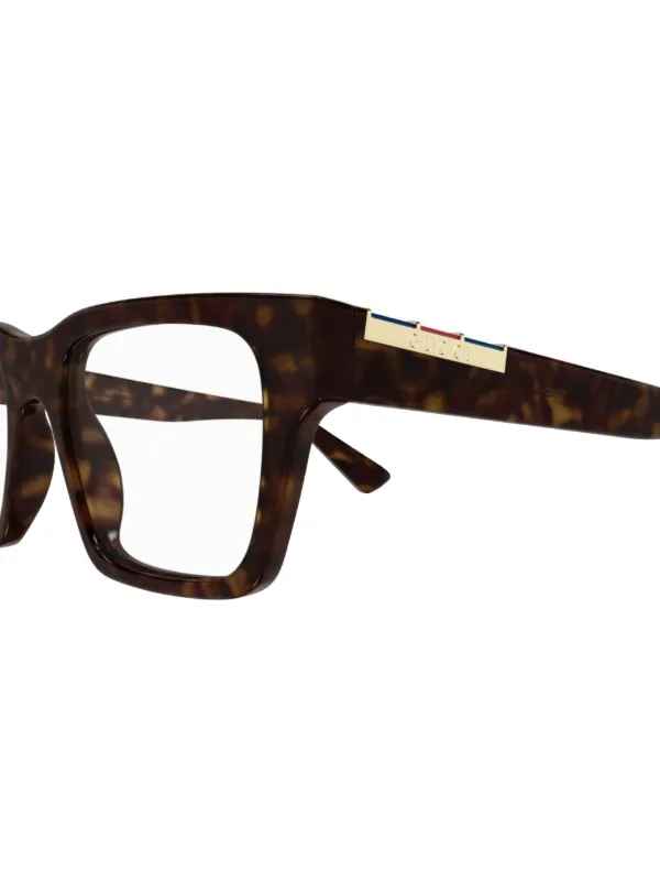 Gucci Eyewear ロゴエングレーブ 眼鏡フレーム | ブラウン | FARFETCH JP