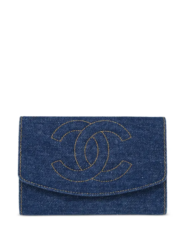 CHANEL Pre-Owned 1997 デニムウォレット | ブルー | FARFETCH JP