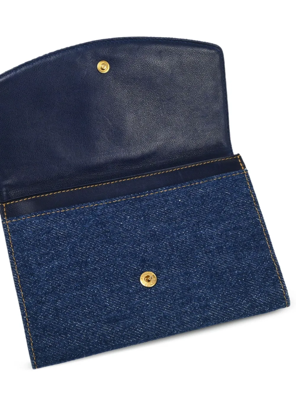 Pre-owned Chanel 1997 Denim Wallet In 蓝色