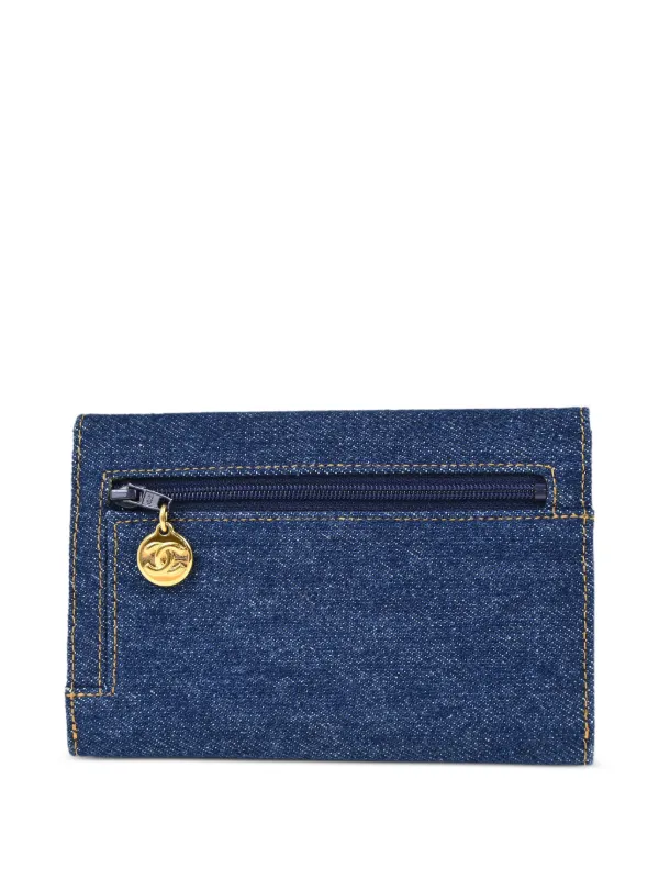 CHANEL Pre-Owned 1997 デニムウォレット | ブルー | FARFETCH JP