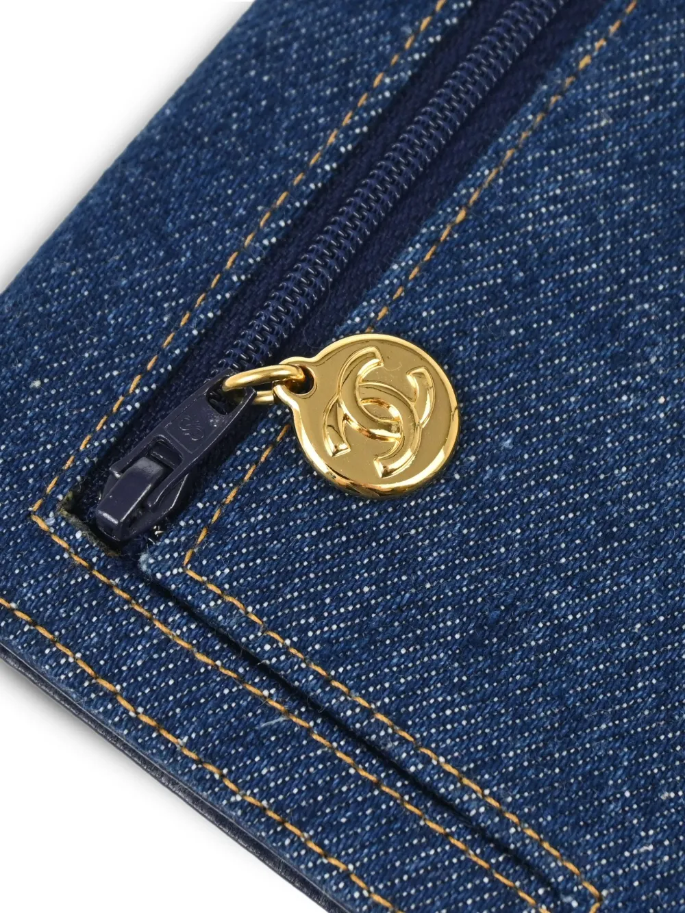 Pre-owned Chanel 1997 Denim Wallet In 蓝色