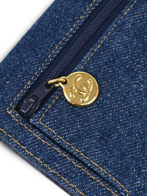 CHANEL Pre-Owned 1997 デニムウォレット | ブルー | FARFETCH JP