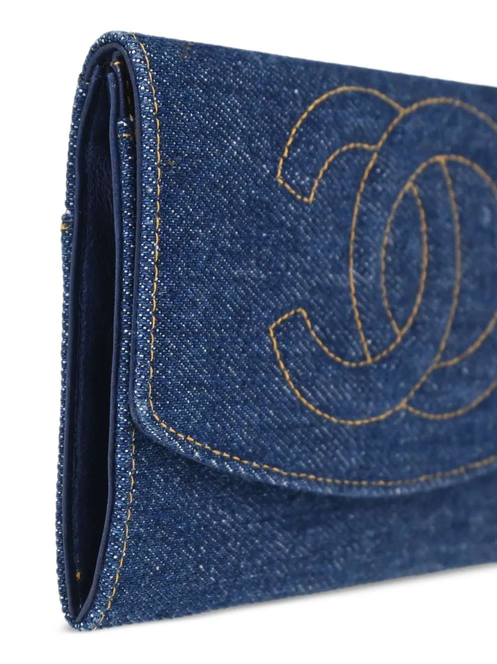 Pre-owned Chanel 1997 Denim Wallet In 蓝色