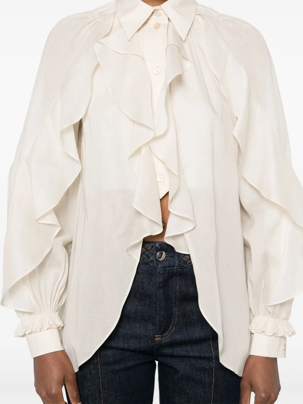 Alberta Ferretti Blouse met ruches Beige