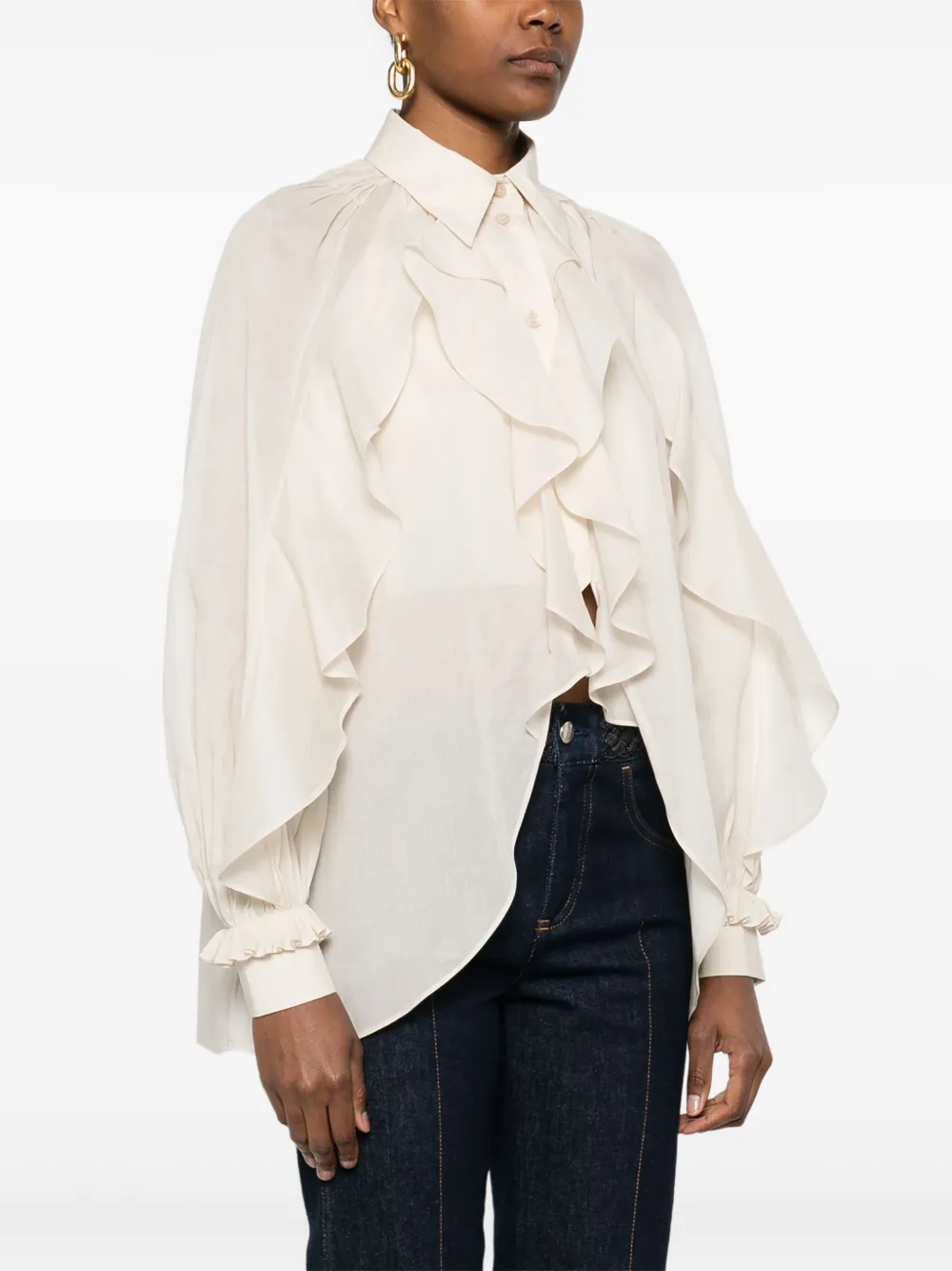 Alberta Ferretti Blouse met ruches Beige