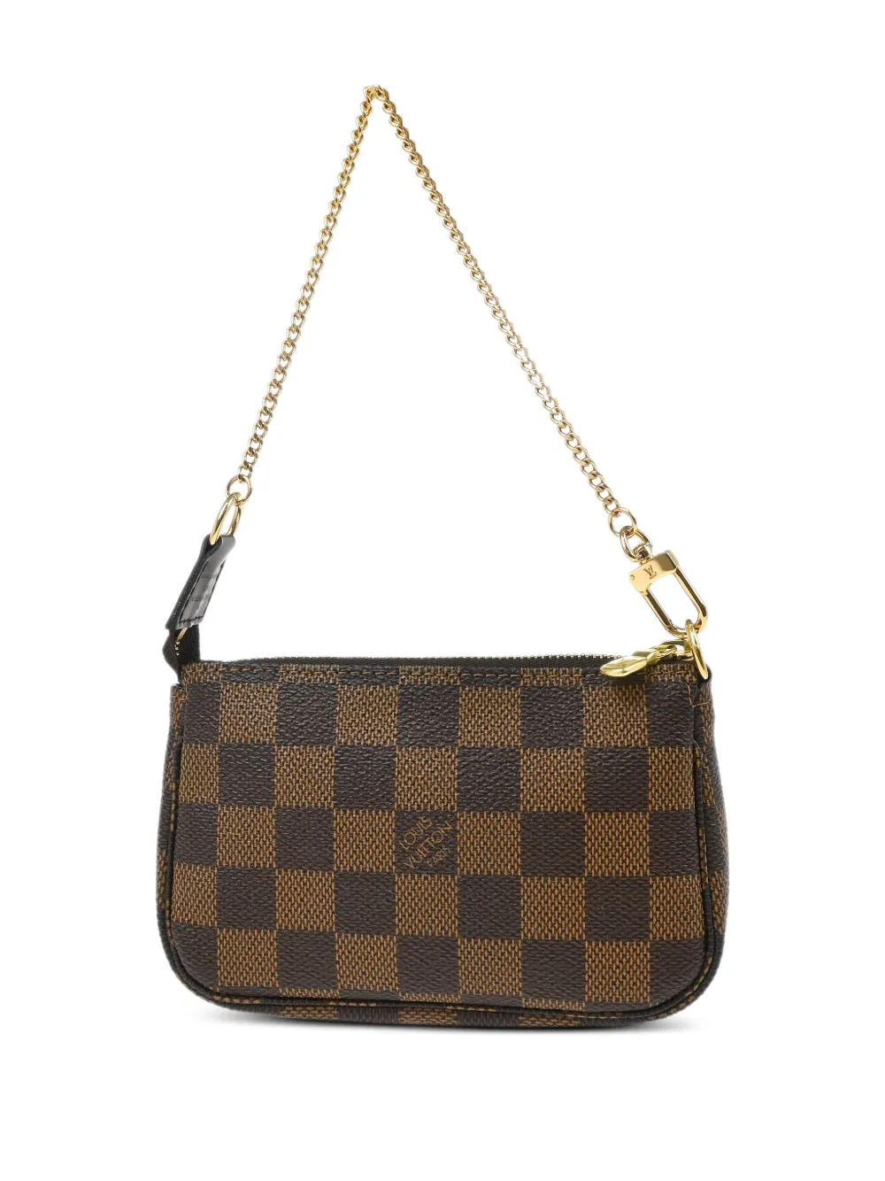 Pre-owned Louis Vuitton 2008 Damier Ebene Mini Pochette Accessoires Handbag In Brown