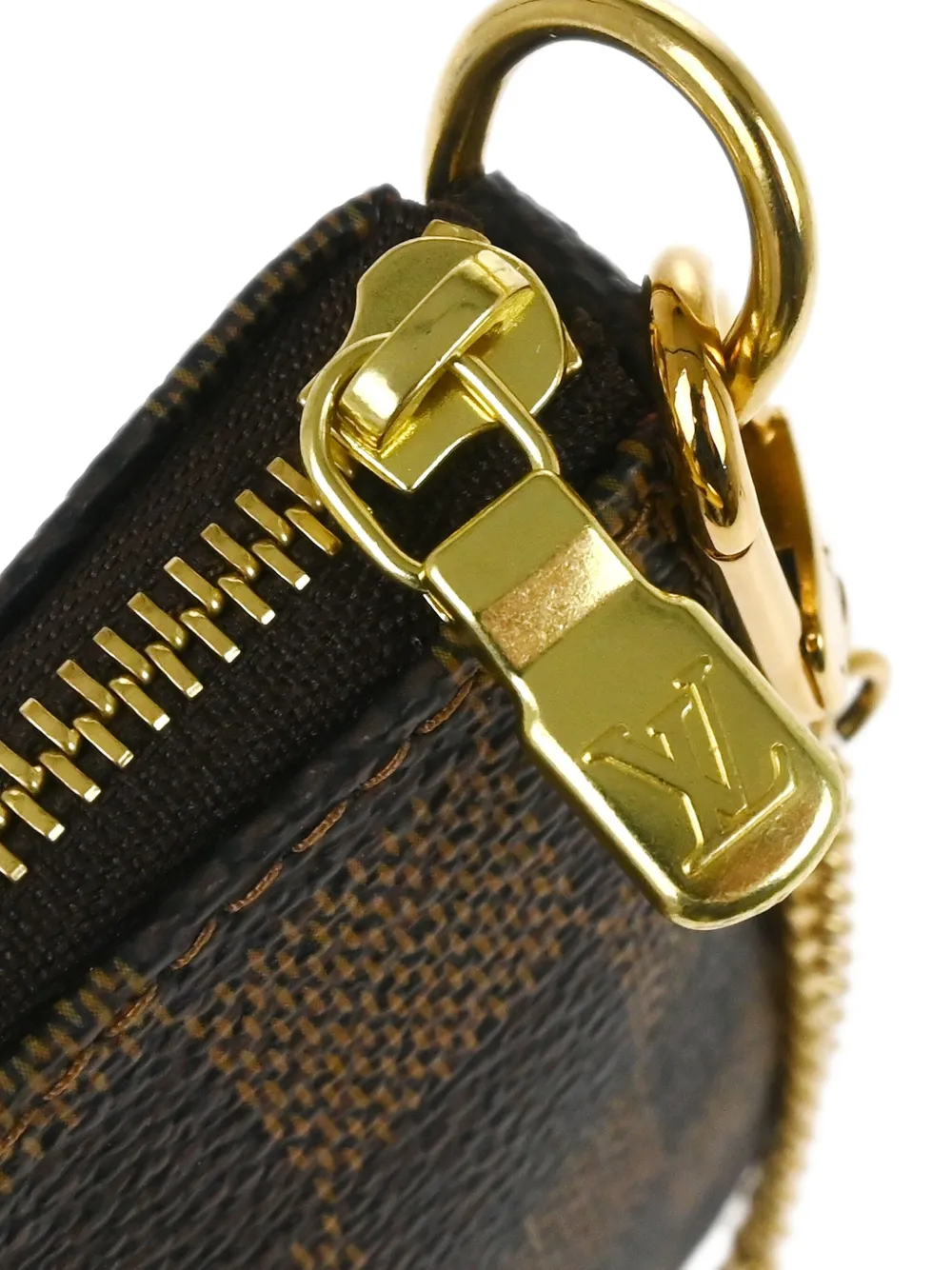 Pre-owned Louis Vuitton 2008 Damier Ebene Mini Pochette Accessoires Handbag In Brown
