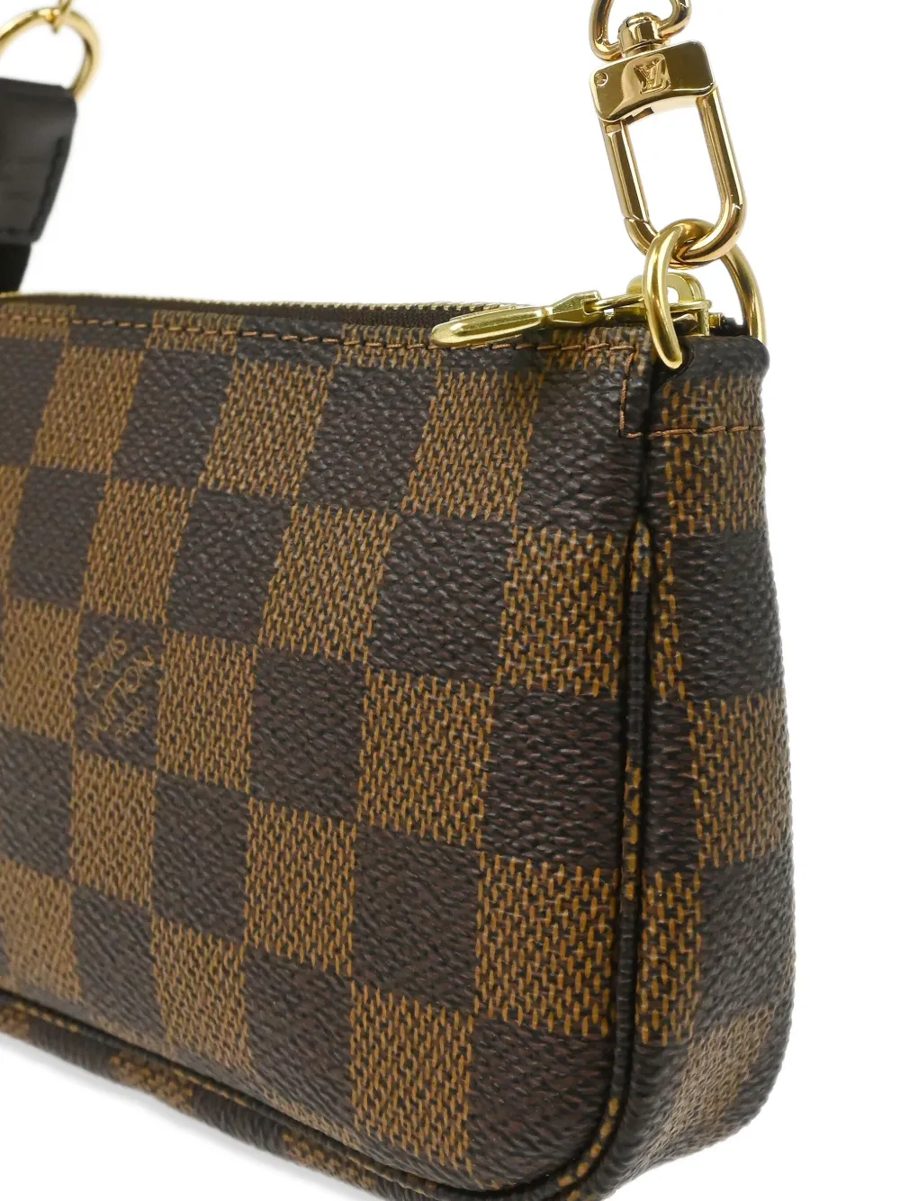 Pre-owned Louis Vuitton 2008 Damier Ebene Mini Pochette Accessoires Handbag In Brown