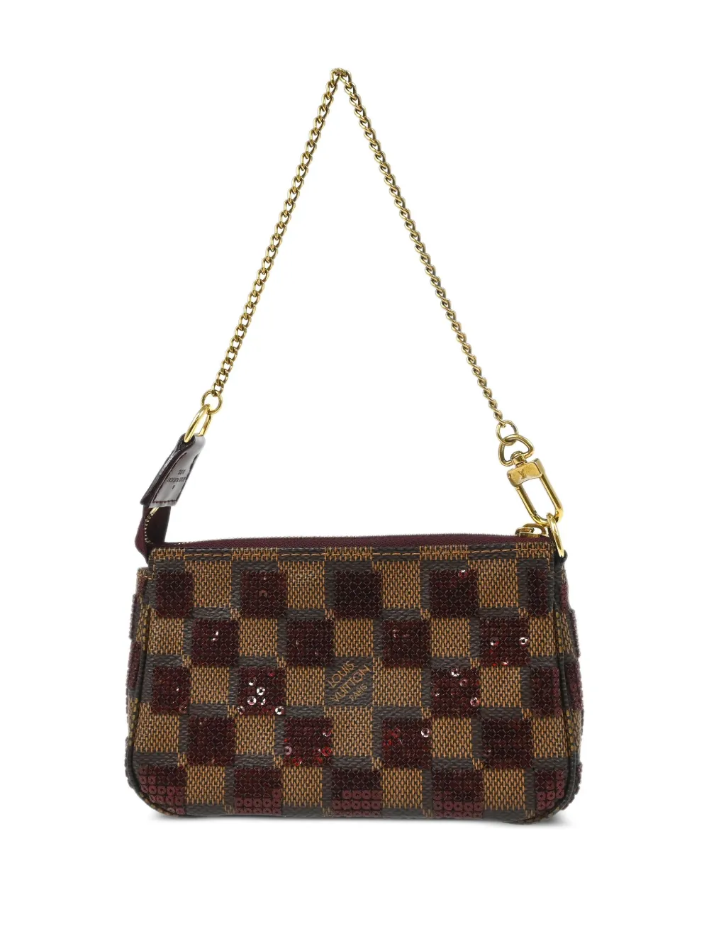 Pre-owned Louis Vuitton 2013 Damier Piet Mini Pochette Accessoires Handbag In 褐色