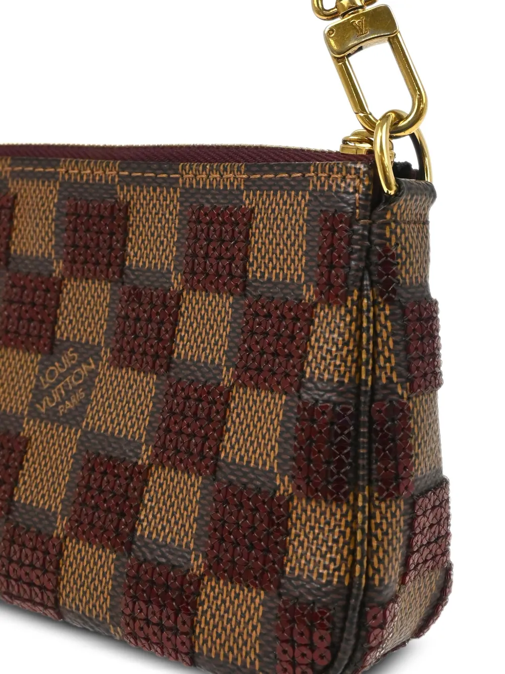 Pre-owned Louis Vuitton 2013 Damier Piet Mini Pochette Accessoires Handbag In 褐色