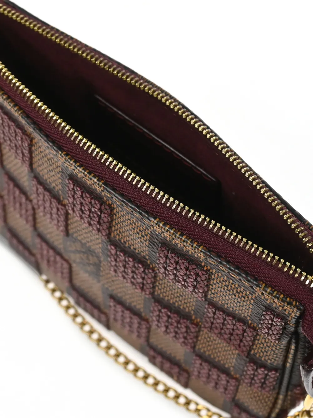Pre-owned Louis Vuitton 2013 Damier Piet Mini Pochette Accessoires Handbag In 褐色