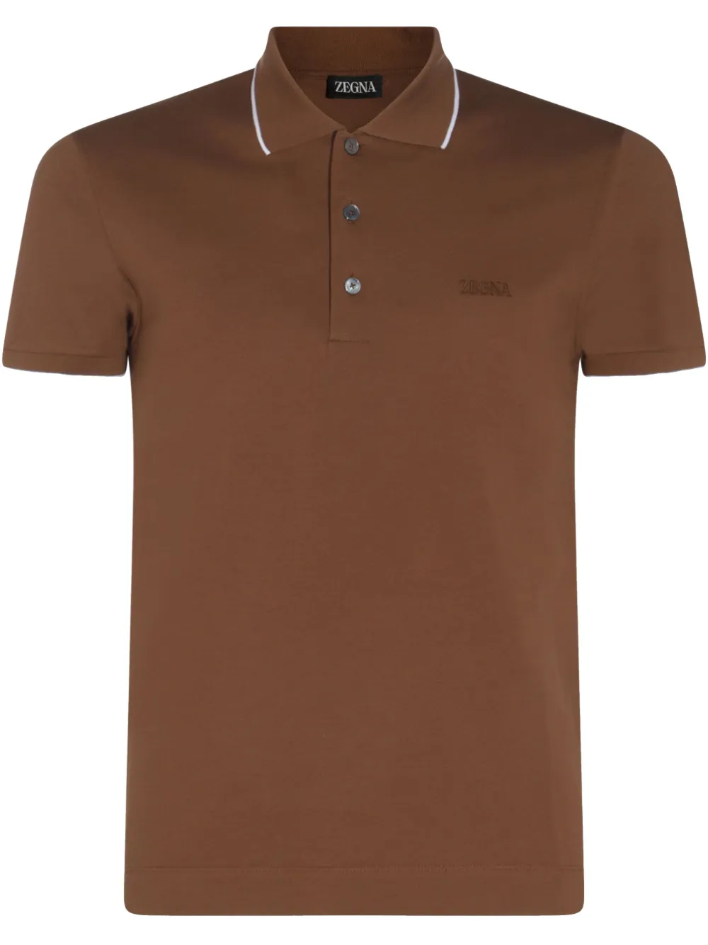 Zegna logo-embroidered polo shirt | Brown | Image 1