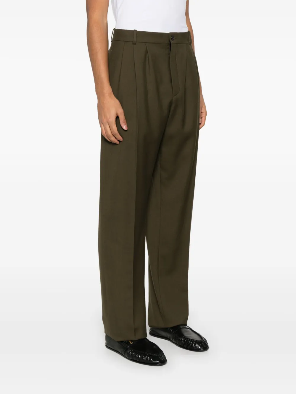 Saint Laurent Wollen gabardine broek Groen