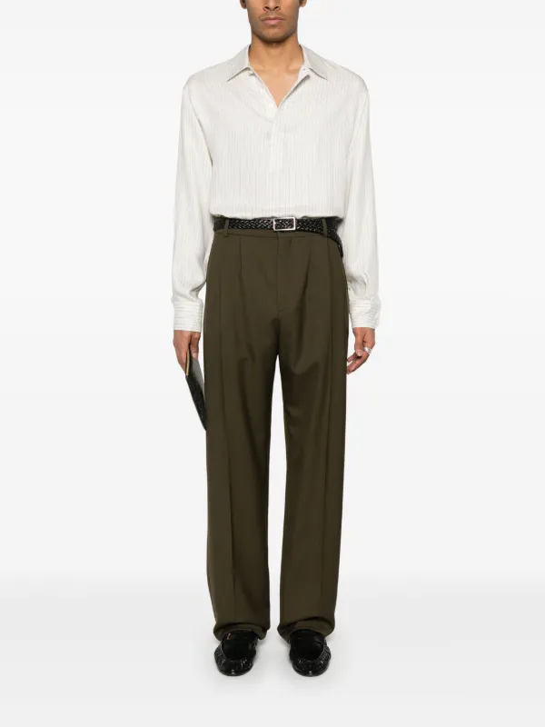 Saint Laurent Wool Gabardine Trousers | Green | FARFETCH
