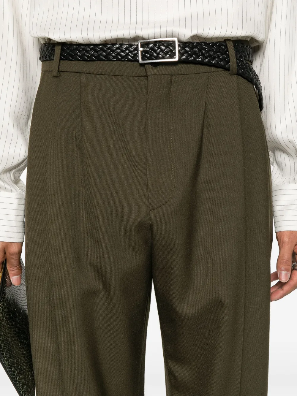 Saint Laurent Wollen gabardine broek Groen