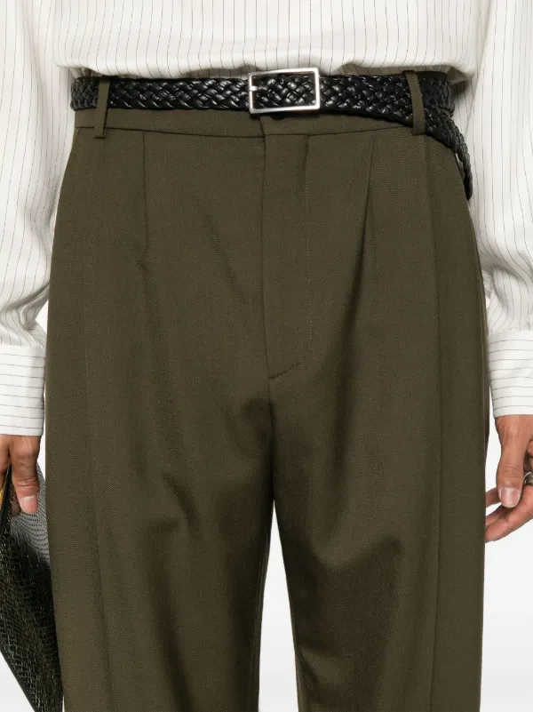 Saint Laurent Wool Gabardine Trousers | Green | FARFETCH