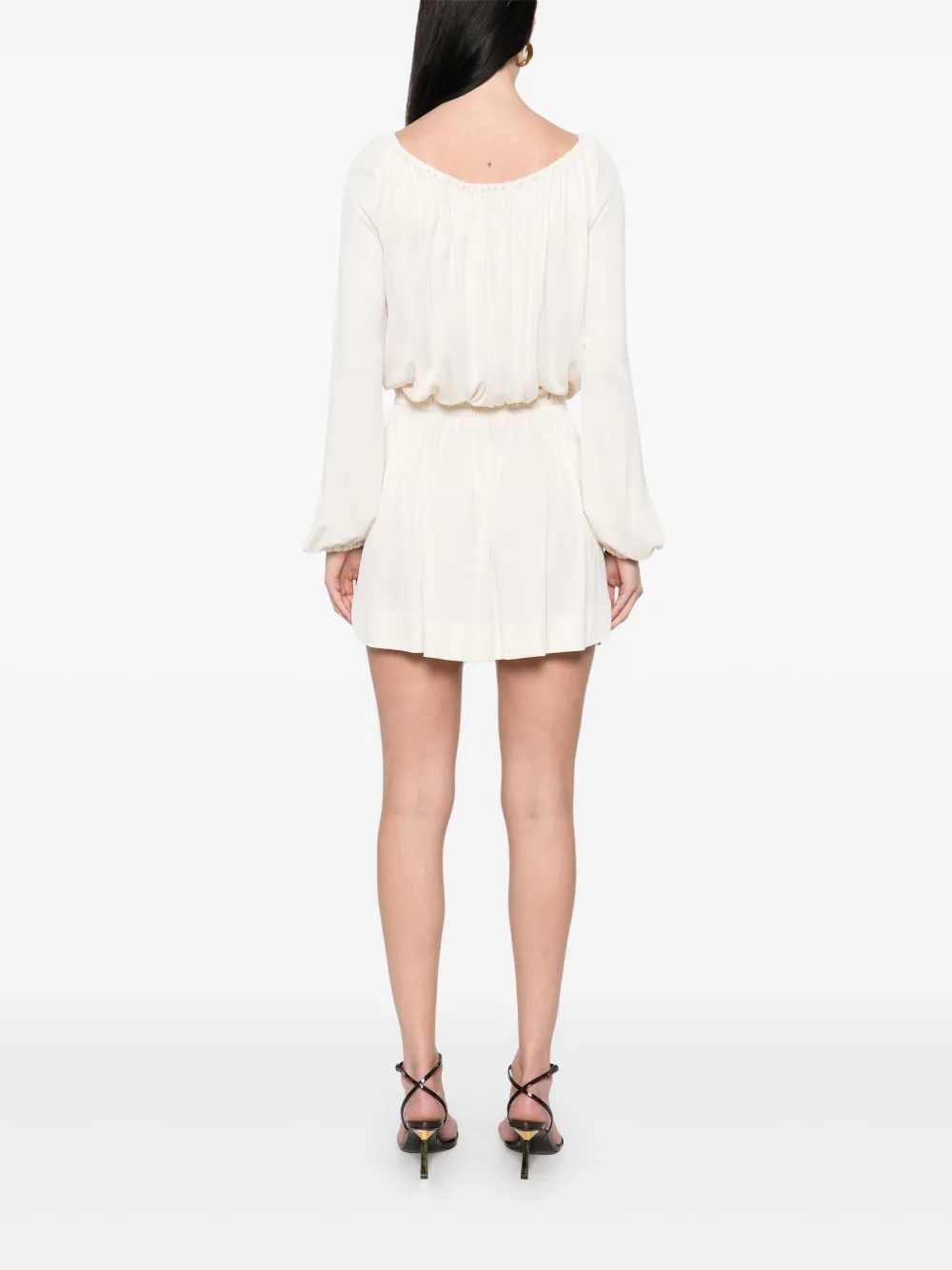Saint Laurent Gesmockte jersey mini-jurk Beige