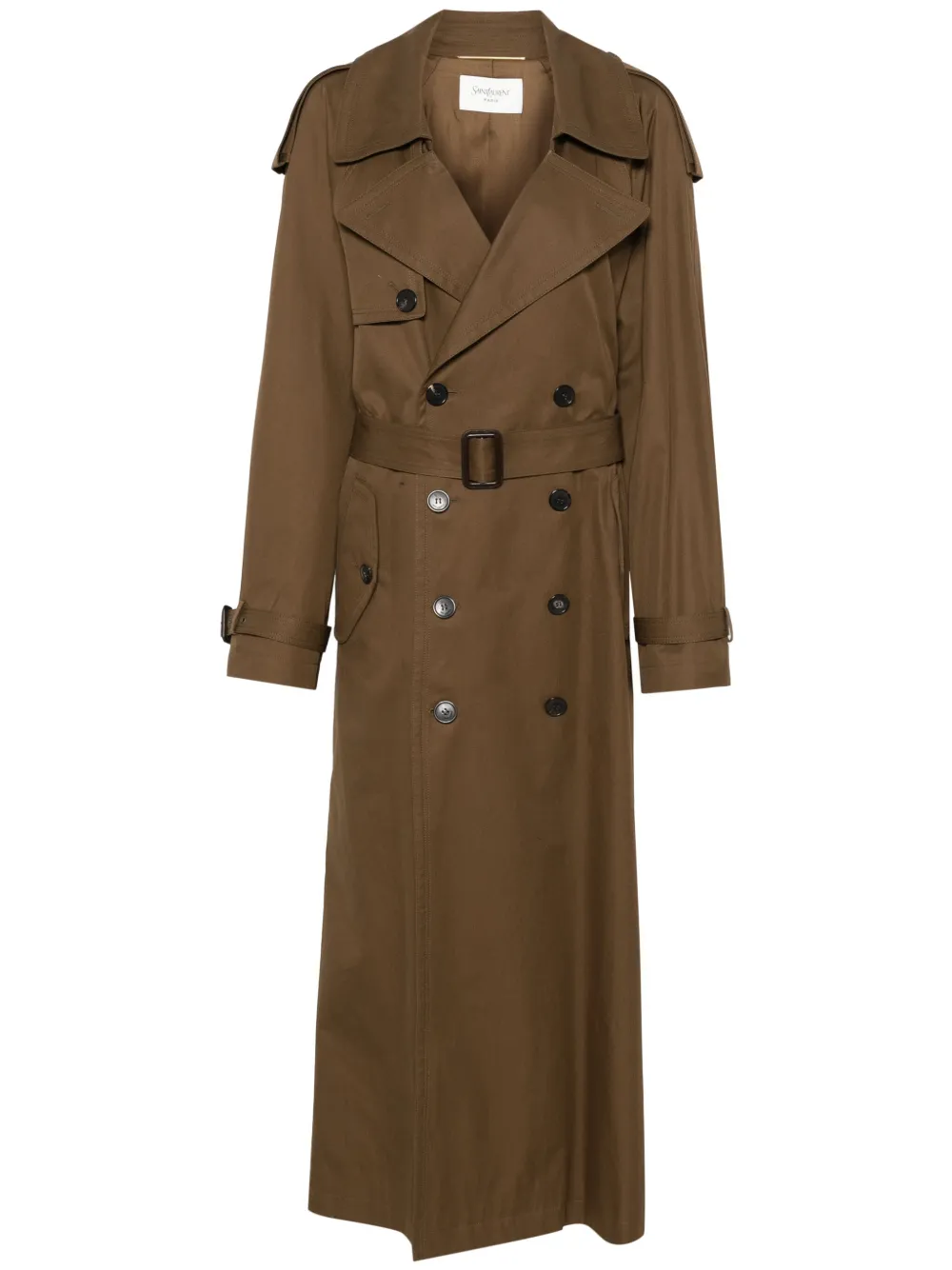 Saint Laurent Trenchcoat met verborgen sluiting Bruin