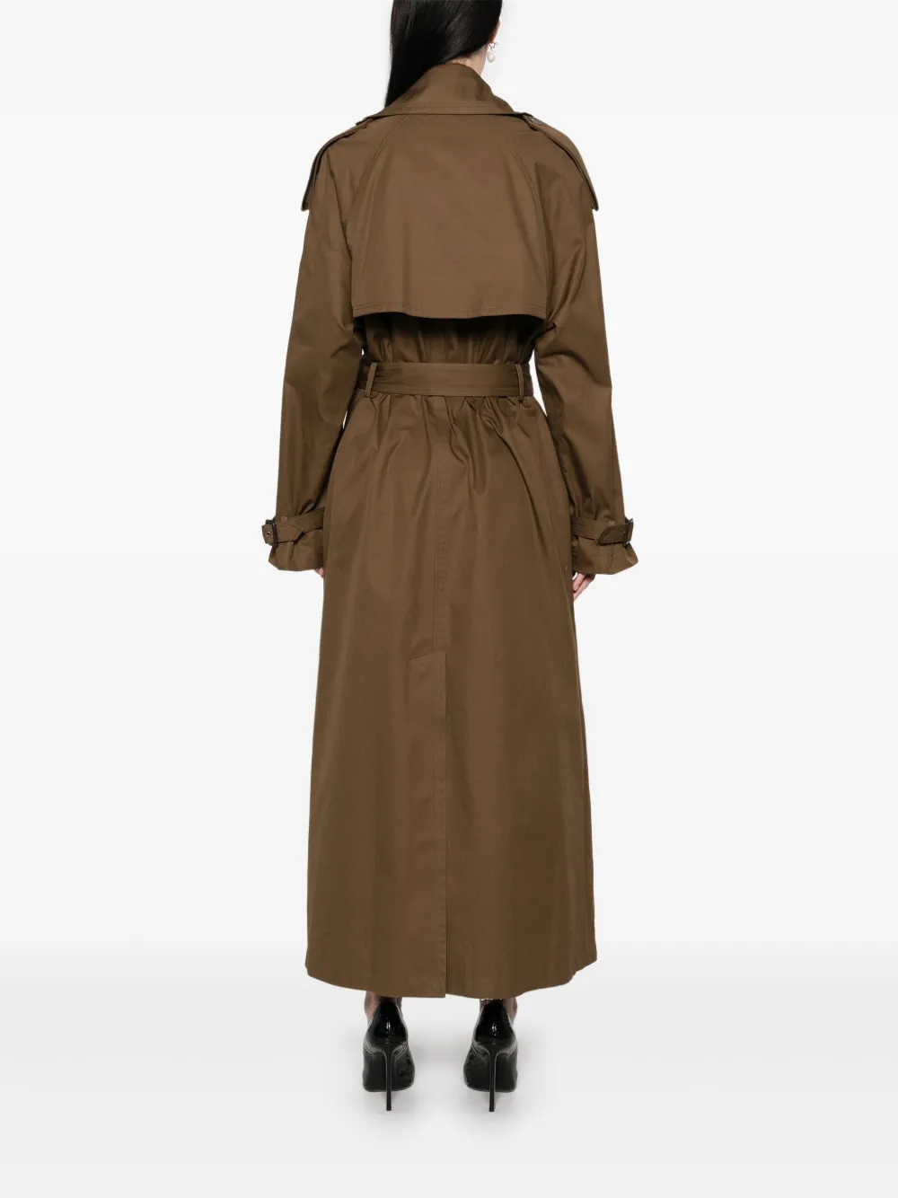 Saint Laurent Cotton Twill Trench Coat In Brown