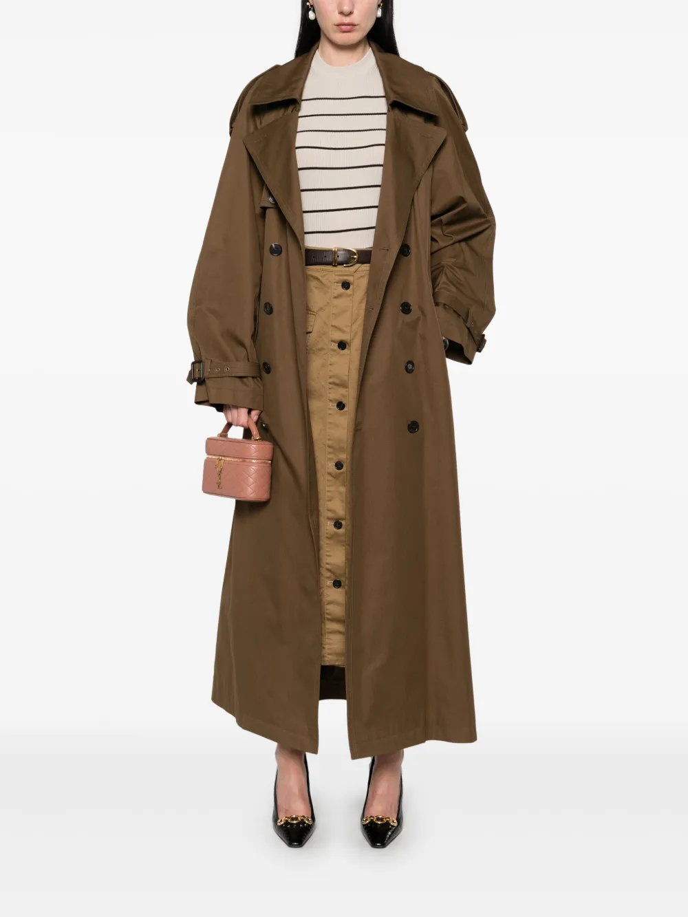 Saint Laurent Trenchcoat met verborgen sluiting - Bruin