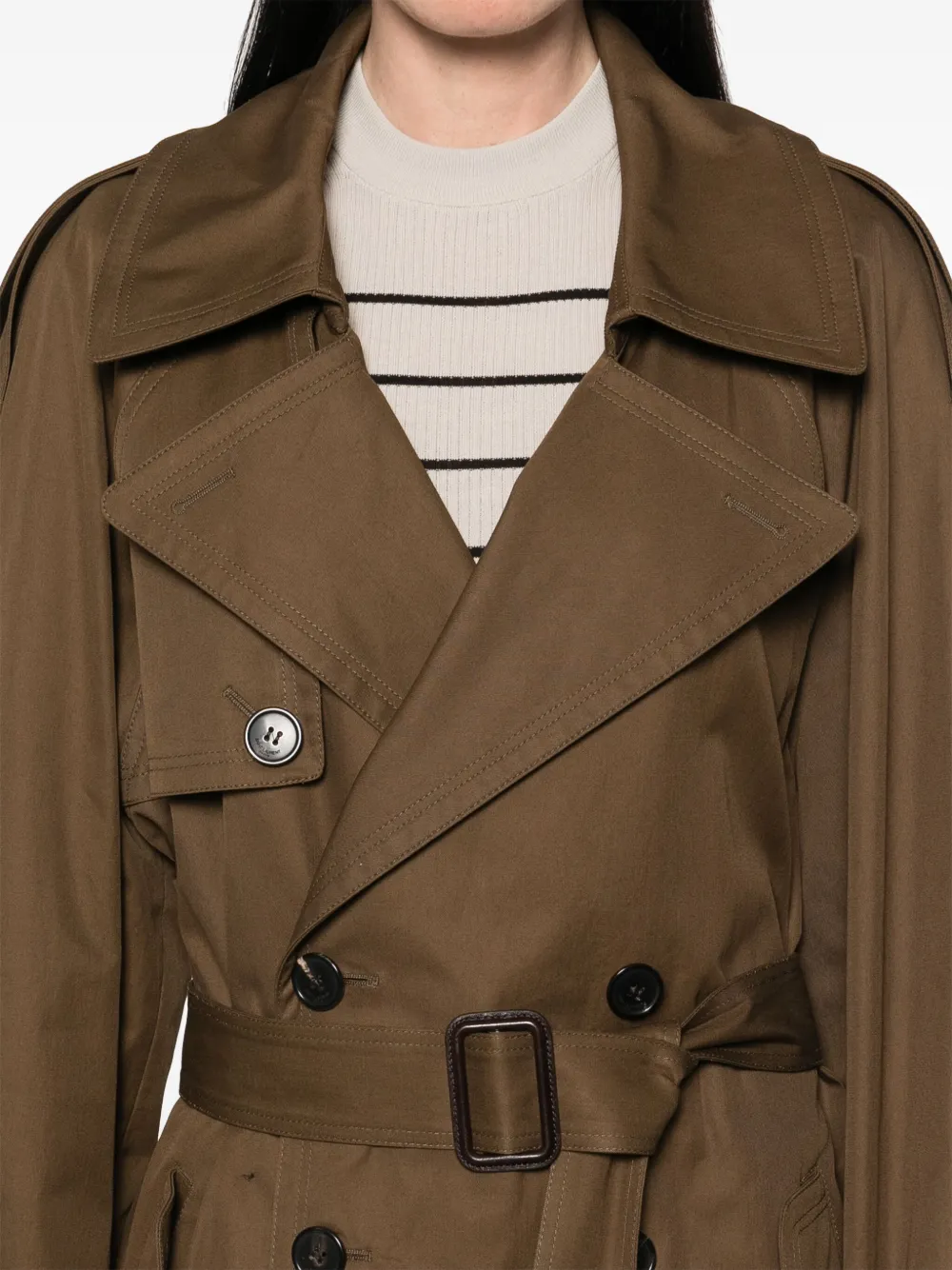 Saint Laurent Cotton Twill Trench Coat In Brown