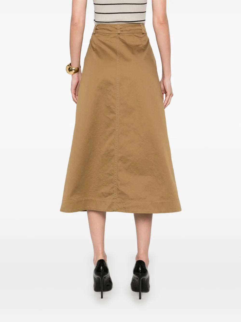 Saint Laurent Katoenen midi-rok Bruin
