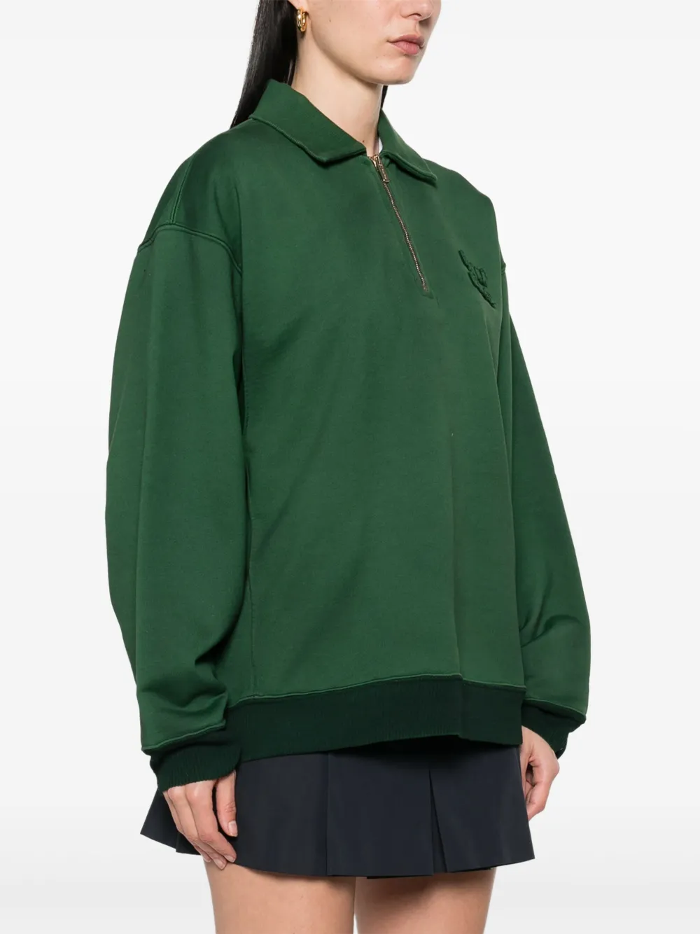 Miu Poloshirt met logopatch en rits Groen