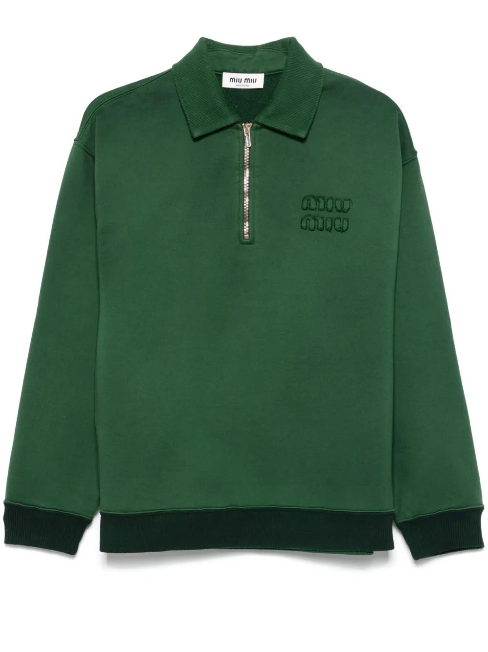 Miu Miu Poloshirt mit Logo-Patch | Grün | Image 1
