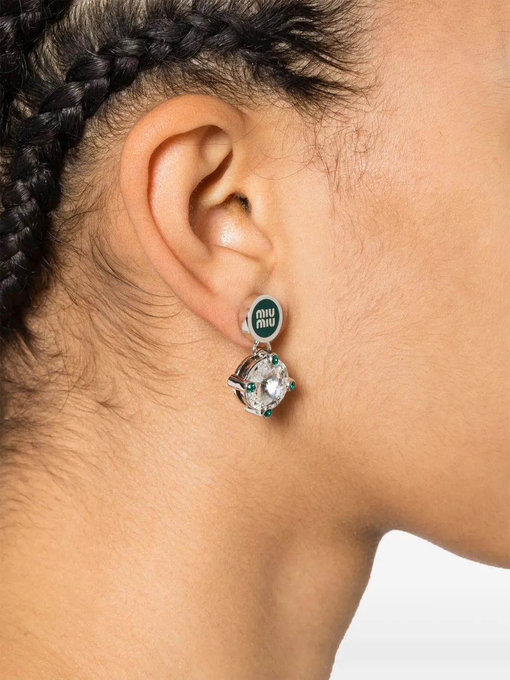 Miu Miu Oorbellen met logoplakkaat - Zilver