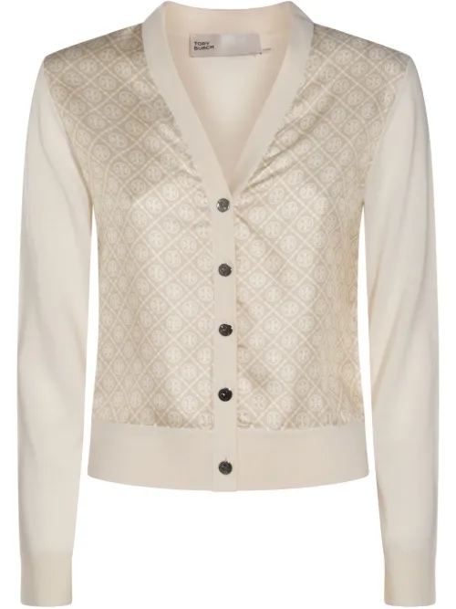 Cardigan à logo en all-over - Tory Burch - Modalova