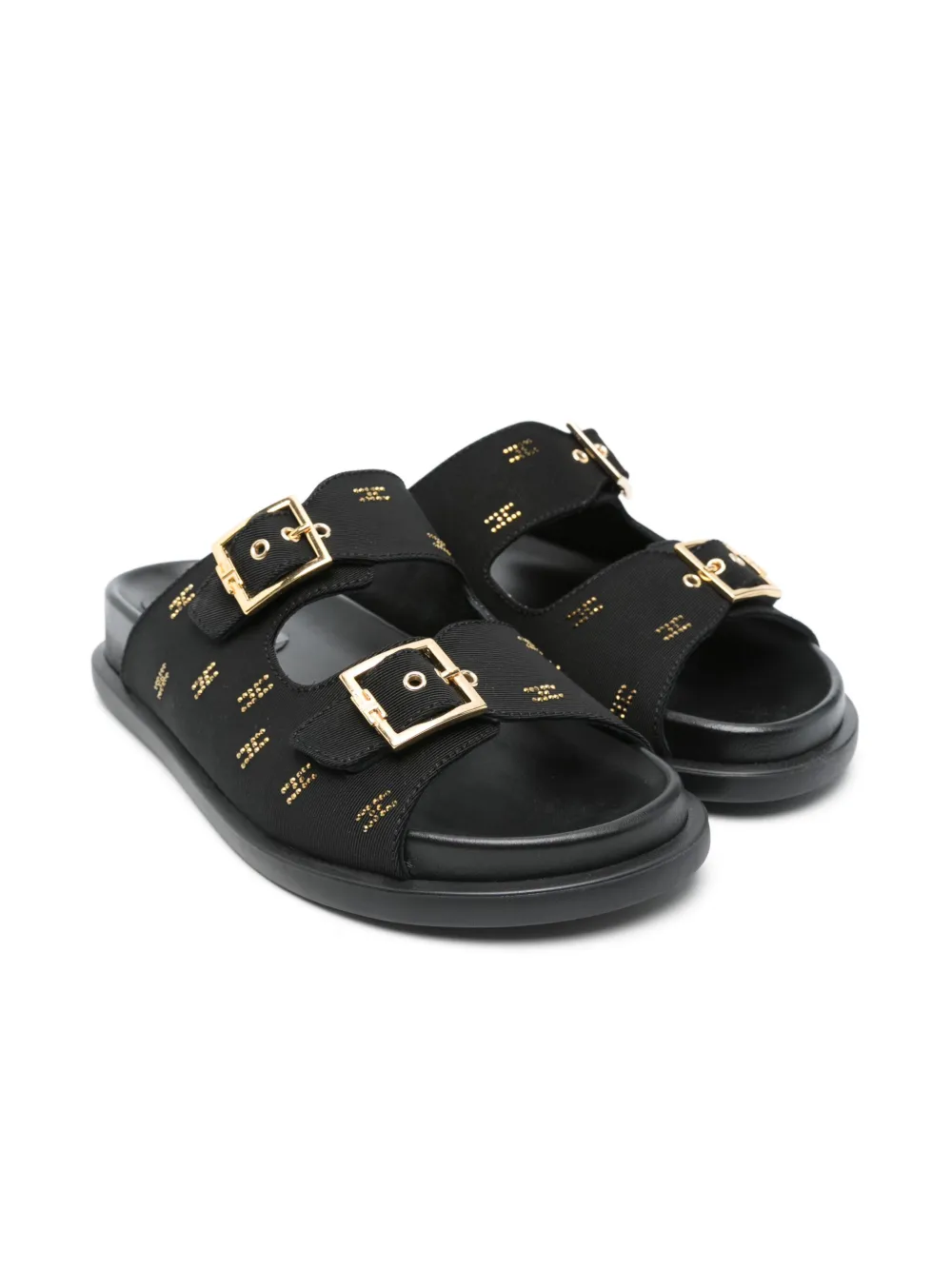 Elisabetta Franchi La Mia Bambina Sandalen met logo van stras Zwart