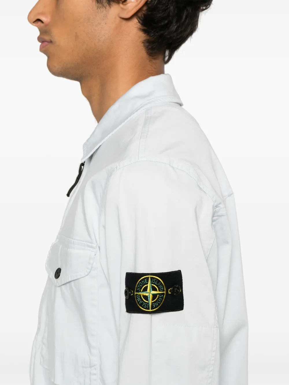 Stone Island Shirtjack van stretch-katoen Blauw