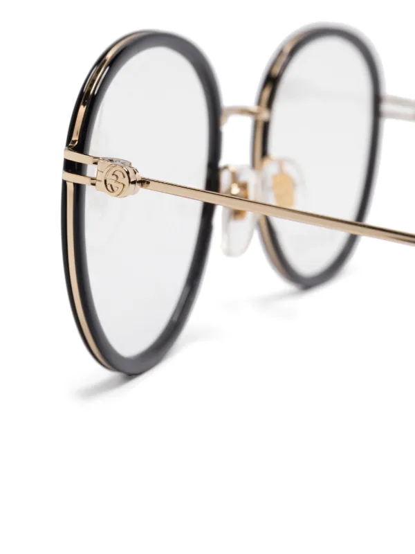 GUCCI ラウンドフレームメガネ ブラック Gucci Eyewear ラウンド眼鏡フレーム | ブラック | FARFETCH JP
