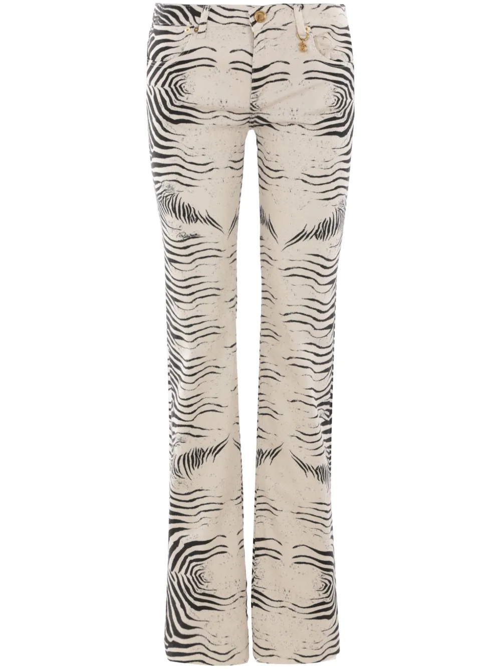 Roberto Cavalli Broek met tijgerprint Wit