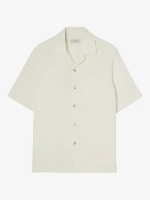 Agnona cotton silk blend revere-collar shirt